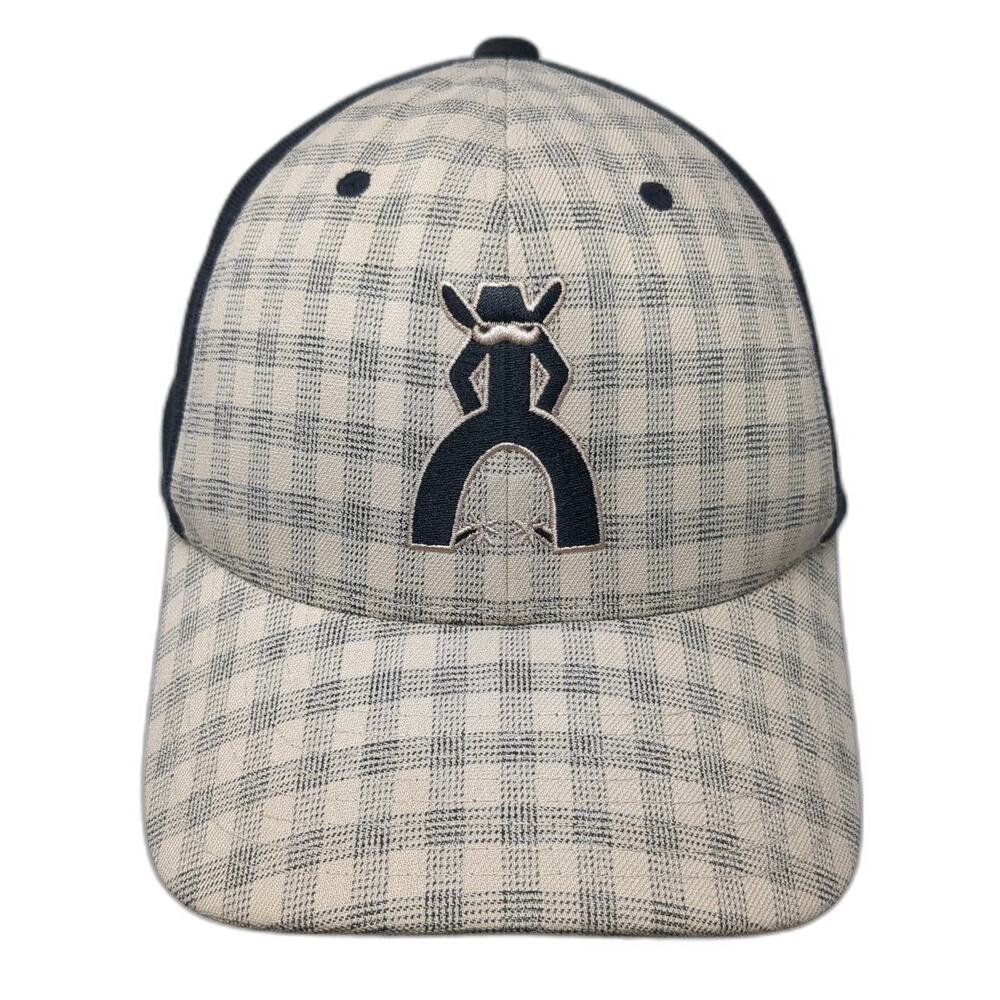 Hooey Baseball Cap Beige Black Plaid M Punchy Flexfit Stretch Logo Graphic Hat